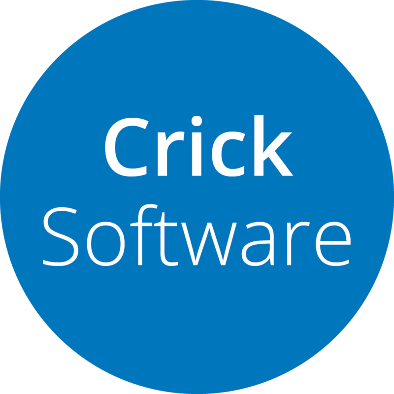 Blue circle, White words, Crick Software / Clicker and DocsPlus