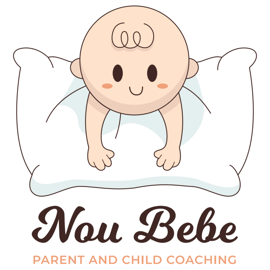 Nou Bebe logo with a picture of a baby resting on a pillow