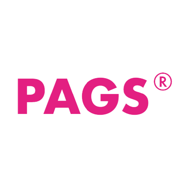 The PAGS company logo in pink