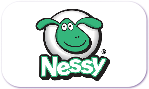 A white rectangle with rounded corners containing the Nessy logo, for use on the partner carousel