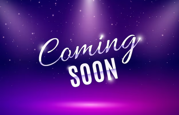 A graphic image showing "Coming soon" on a graduated purple background