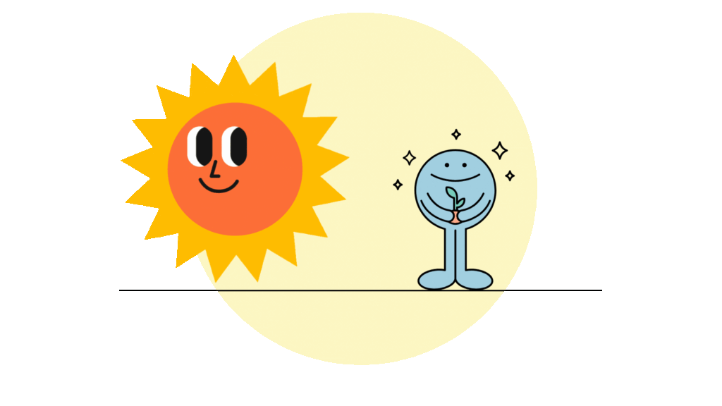 An animated version of the elggo banner showing a caricature happy person and a smiling sun in the sky.