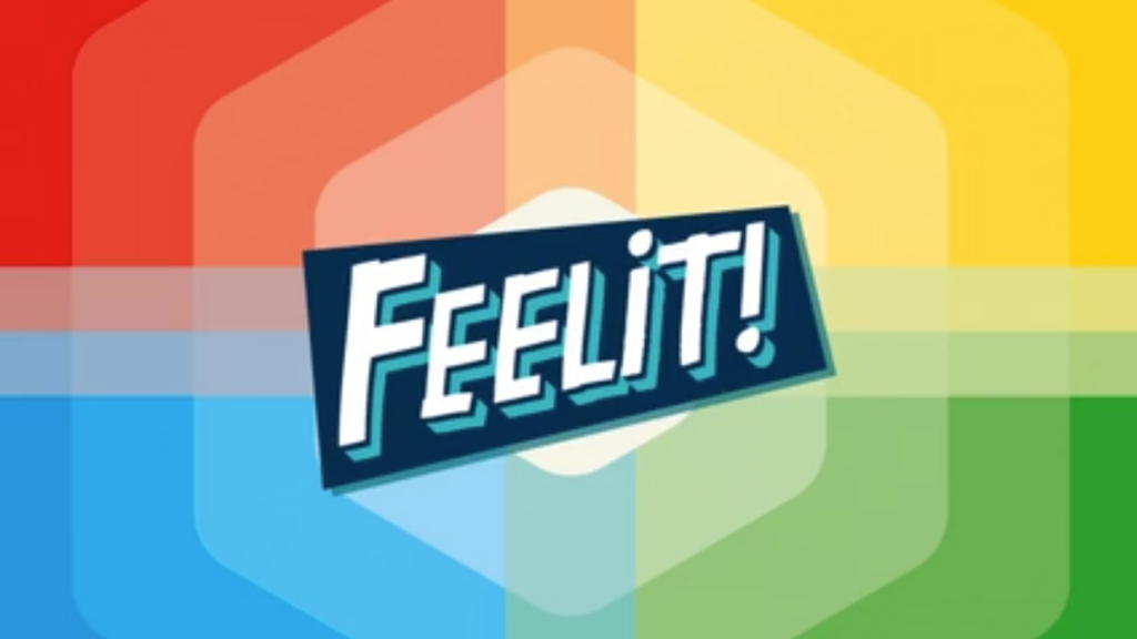 A video overlay image for FEELIT from the Happy Confident Company.