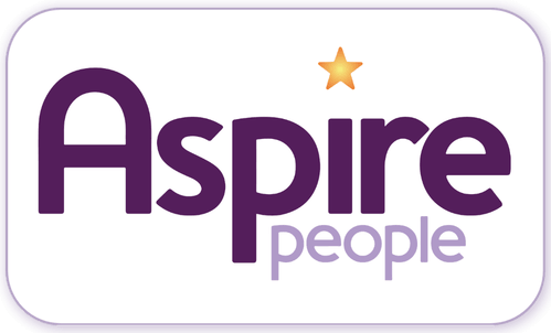 A standardised image for one of Louise Dawson's Partner companies - the company logo within a white rectangle with rounded corner for use on Louise's homepage. Aspire People - school staff recruitment services