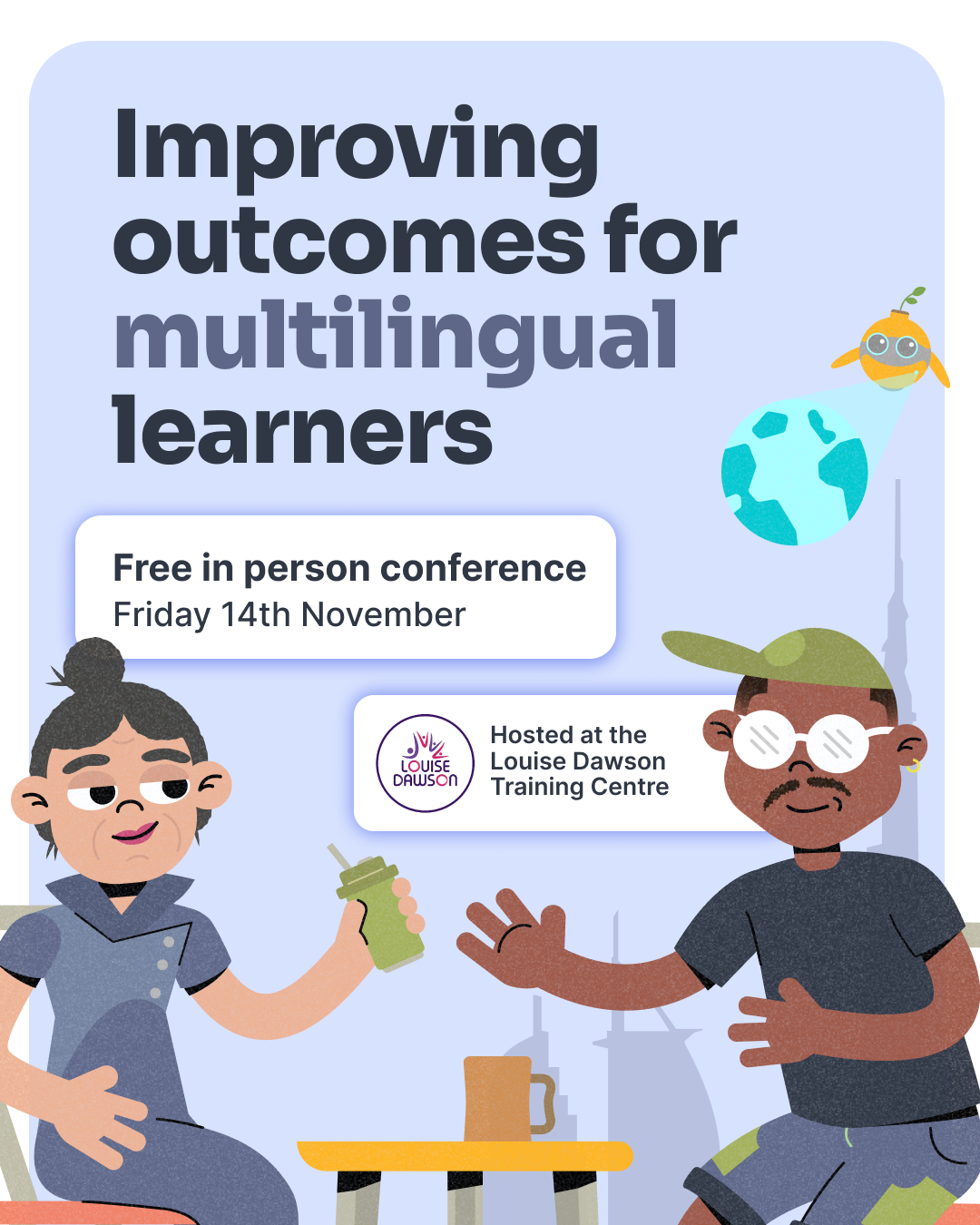 An image summarising details of a FREE EAL/ELL conference being organised by FlashAcademy in Dubai on 14th November from 9am. The conference will be face-to-face/in-person. Tea, coffee, light refreshments, and lunch will be provided. Full details are in the event listing.