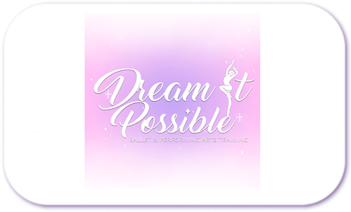 A standardised image for one of Louise Dawson's Partner companies - the company logo within a white rectangle with rounded corner for use on Louise's homepage. Dream It Possible Ballet and Performing Arts Training