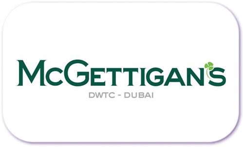 A standardised image for one of Louise Dawson's event locations or Partner event locations. The image shows the venue logo within a white rectangle with rounded corner for use on Louise's homepage. McGettigans, Dubai World Trade Centre.