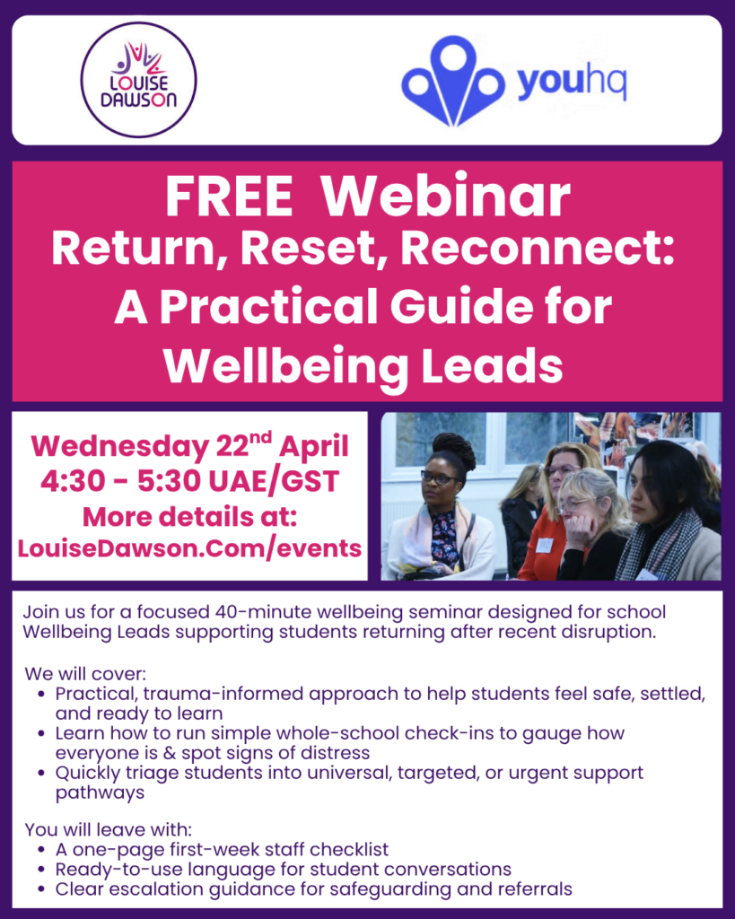 An image showing summary details of a free 40-minute webinar being run by Louise with youHQ 22 April 2026 at 4:30pm Full details are in the event listing.