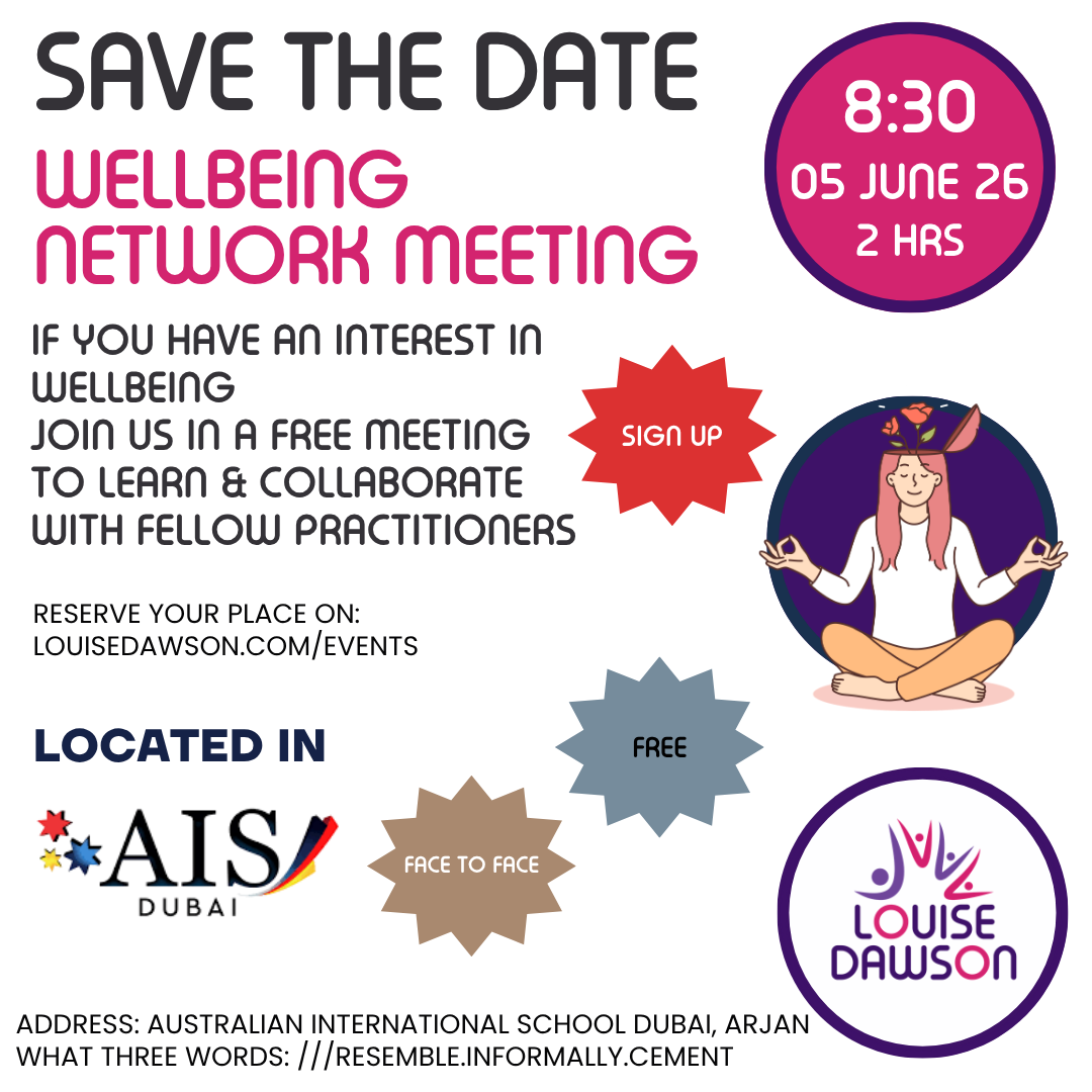 An image showing summary details of a free face-to-face meeting for Wellbeing leads in Dubai on Friday 05 June. Full details are in the event listing.