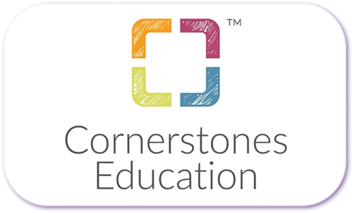 A standardised image for one of Louise Dawson's Partner companies - the company logo within a white rectangle with rounded corner for use on Louise's homepage. Cornerstones Education