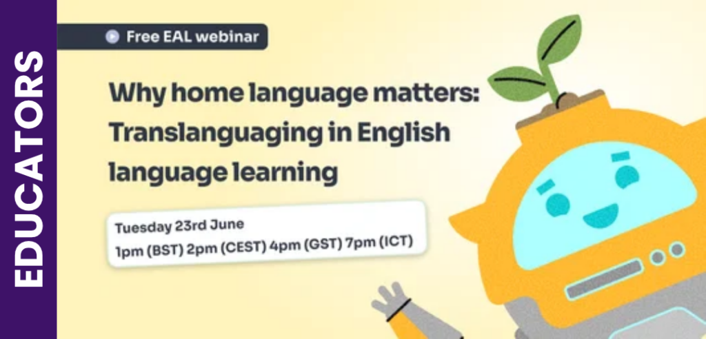 An image showing summary details of a FREE EAL CPD webinar being run by FlashAcademy at 4pm GST on 23 June. Full details are in the event listing.