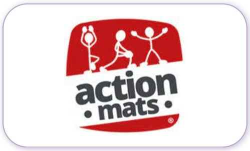 A standardised image for one of Louise Dawson's Partner companies - the company logo within a white rectangle with rounded corner for use on Louise's homepage. Action Mats.