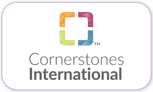 A standardised image for one of Louise Dawson's Partner companies - the company logo within a white rectangle with rounded corner for use on Louise's homepage. Cornerstones Education International