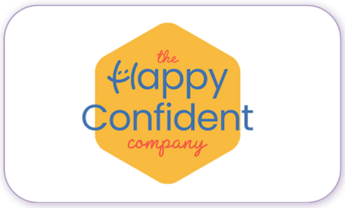A standardised image for one of Louise Dawson's Partner companies - the company logo within a white rectangle with rounded corner for use on Louise's homepage. The Happy Confident Company Schools' Program.