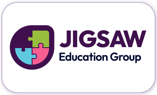 A standardised image for one of Louise Dawson's Partner companies - the company logo within a white rectangle with rounded corner for use on Louise's homepage. Jigsaw Education Group