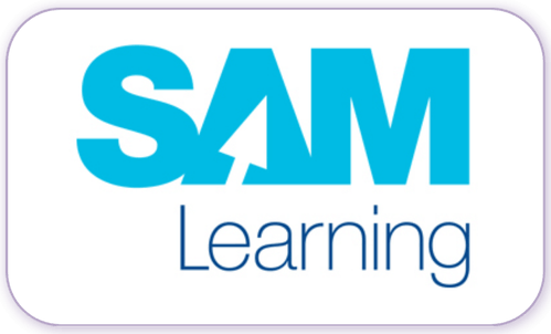 A standardised image for one of Louise Dawson's Partner companies - the company logo within a white rectangle with rounded corner for use on Louise's homepage. SAM Learning.
