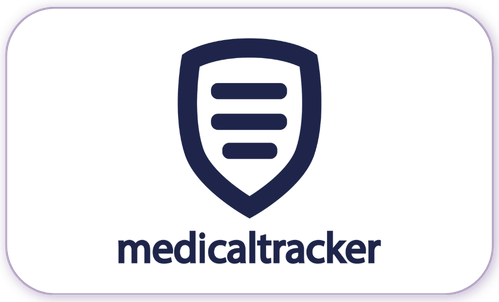 A standardised image for one of Louise Dawson's Partner companies - the company logo within a white rectangle with rounded corner for use on Louise's homepage. Medical Tracker.
