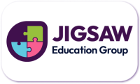 A standardised image for one of Louise Dawson's Partner companies - the company logo within a white rectangle with rounded corner for use on Louise's homepage. Jigsaw Education Group